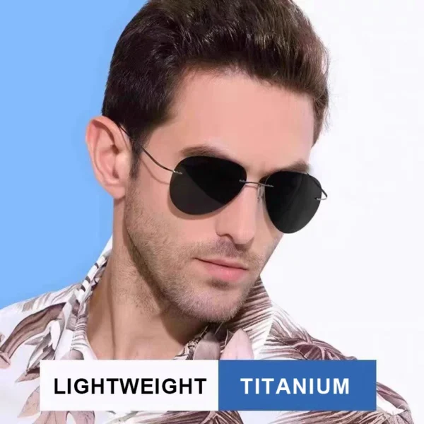 Clloio ultraleichte reine Titan polarisierte Sonnenbrille Männer Pilot randlose Blends chutz brille uv400 Mode Sonnenschutz Brillen 2