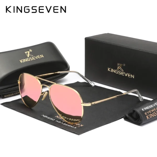 KINGSEVEN Pilot Legierung Sonnenbrille Polarisation UV400 Anti-reflexion Vollformat Parsnip Gläser Frauen Retro Luxus Brillen 3