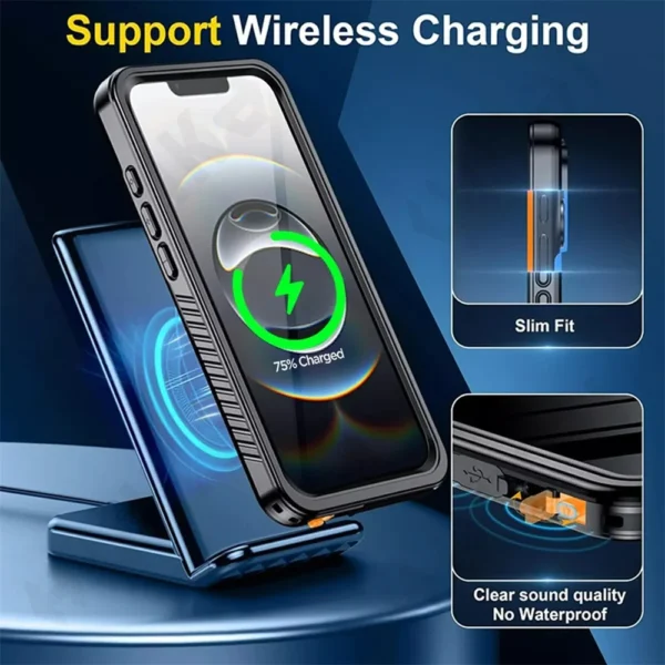 IP68 Wasserdichte Hülle für iPhone 16e 16 15 14 13 12 11 Pro Max XR XS Plus Metall Aluminium Schwimmen Telefon Luxus Unterwasser Abdeckung 4