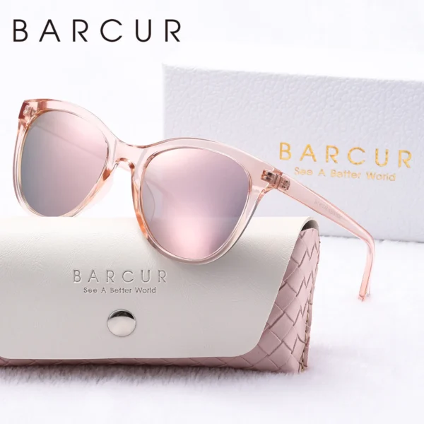 BARCUR Transparente Damen-Sonnenbrille, bequem, langlebig, schöner PC-Cat-Eye-Rahmen, Party, Reisen, UV400, polarisierte Sonnenbrille, bestes Geschenk 2