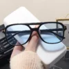 9 stücke/4 stücke Doppel Brücke Sonnenbrille Oversize Candy Farbe Brille Frauen Klassische Mode Oval Pilot Sonnenbrille UV400 Oculos de Sol 6