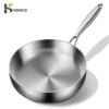 316 Edelstahl Bratpfanne Mini Pfannen 20cm Kochtopf Verwendung für Gas-und Induktion pfanne mit langem Griff flache Pfanne Woks 1