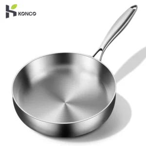 316 Edelstahl Bratpfanne Mini Pfannen 20cm Kochtopf Verwendung für Gas-und Induktion pfanne mit langem Griff flache Pfanne Woks 1