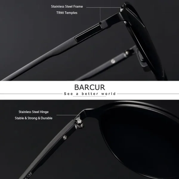 Barcur tr90 tempel sonnenbrille frauen polarisiert mode sonnenbrille fahren rund damen sonnenbrille 2
