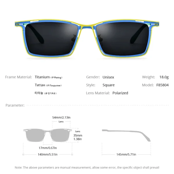 FONEX Titan-Sonnenbrille für Damen, neu im trendigen Markendesign, polarisierte Sonnenbrille, hochwertige japanische quadratische Farbtöne 85804 5