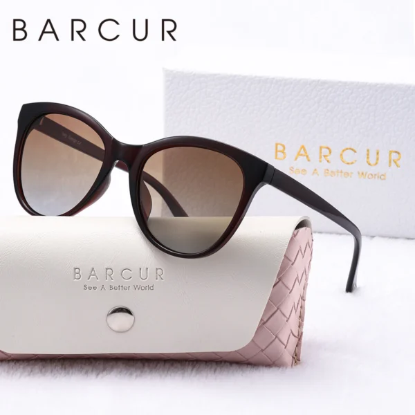 BARCUR Transparente Damen-Sonnenbrille, bequem, langlebig, schöner PC-Cat-Eye-Rahmen, Party, Reisen, UV400, polarisierte Sonnenbrille, bestes Geschenk 5