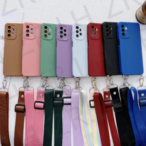 Umhängetasche Lanyard Halskette Weiche Silikonhülle für Samsung Galaxy A55 A35 A54 A13 A14 A53 A52 A51 A71 A15 Cord Strap Chain Cover