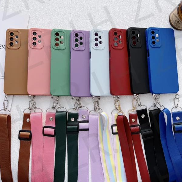 Umhängetasche Lanyard Halskette Weiche Silikonhülle für Samsung Galaxy A55 A35 A54 A13 A14 A53 A52 A51 A71 A15 Cord Strap Chain Cover