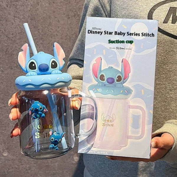 Cartoon Erdbeere Bär Judy Stich Stroh Glas 2025 Neue 480 ml Stroh Glas Büro Campus Mode Kawaii Glas Tasse Geschenk 2