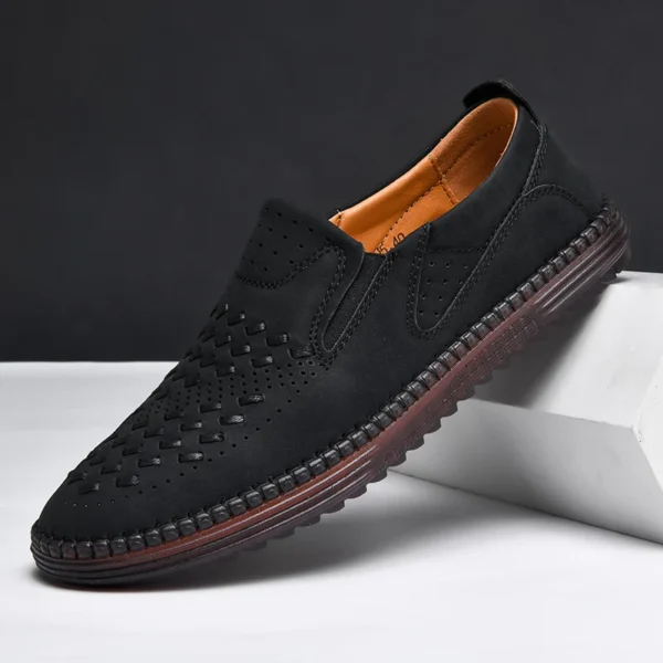 Neue 2024 handgemachte Leder Männer Schuhe Design Mode Turnschuhe Slip Auf Loafers Sommer Mesh Atmungsaktive Casual Schuhe Männer Fahren Flache 3