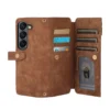 Leder-Geldbörse mit Reißverschluss, Kartensteckplatz, Handyhülle für Samsung Galaxy Z Fold 6, 5, 4, 3, Fold 6, 5G, Bildschirmschutz mit Standfunktion 3
