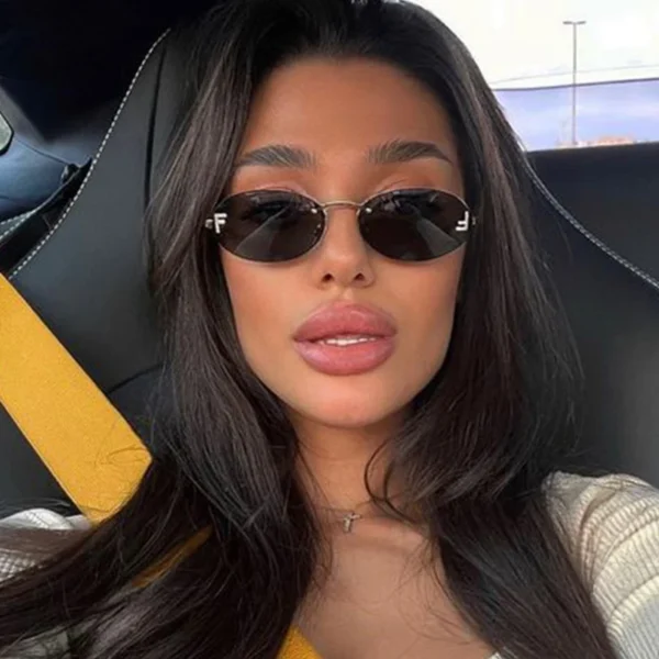 Mode große quadratische Sonnenbrille Frauen Luxusmarke Pilot klare Sonnenbrille weibliche übergroße halbe Rahmen Sonnenbrillen Brillen randlos 3