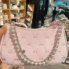 Rosa Damen Umhängetasche Elegante süße Schleife Perlenketten Schleife Stickerei Handtasche Casual Leder koreanische Mode weibliche Handtasche 3