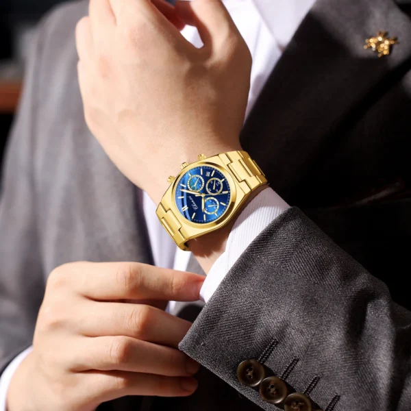 CHENXI Original Luxus Uhren Für Mann Multifunktionale Chronograph Datum Quarz herren Uhr Business Edelstahl Gold Uhr 6