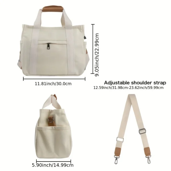 Lässige Damen-Umhängetasche aus Segeltuch mit mehreren Taschen, verstellbarem Schultergurt, vielseitige Handtasche für den täglichen Gebrauch 5