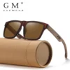 GM Neuheiten Schwarze polarisierte Sonnenbrille aus Holz für Herren Bambus-Sonnenbrille Rot UV400-Gläser Mode Driving Shades S5565