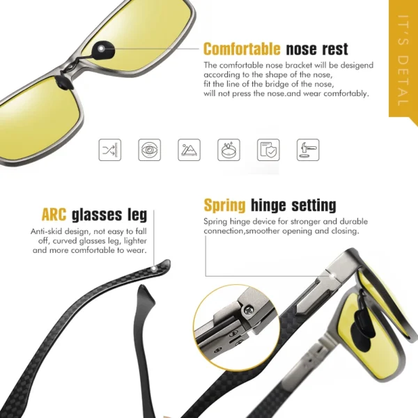 Top Carbon faser Platz Fahren Photochrome Polarisierte Sonnenbrille Männer Tag Nacht Vision Brille sonnenbrille gafas de sol hombre 5