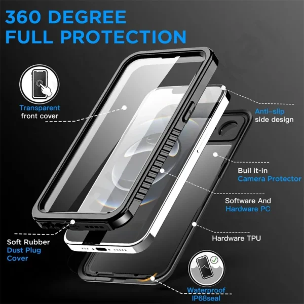IP68 Wasserdichte Hülle für iPhone 16e 16 15 14 13 12 11 Pro Max XR XS Plus Metall Aluminium Schwimmen Telefon Luxus Unterwasser Abdeckung 3