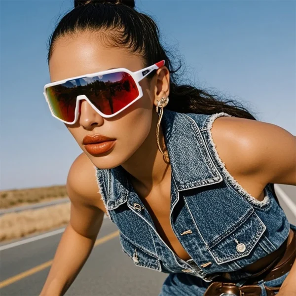 KAROS Polarisierte UV400-Fahrrad-Sonnenbrille für Männer und Frauen, winddicht, blendfrei, Sportbrille, Outdoor-Fahrrad-Reitbrille 3