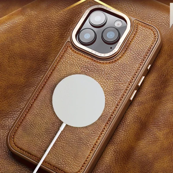 Für iPhone 16 15 14 13 12 Pro Max Plus Handyhülle Magnetisches kabelloses Laden Business Retro-Nähte Leder stoßfeste Abdeckung 6