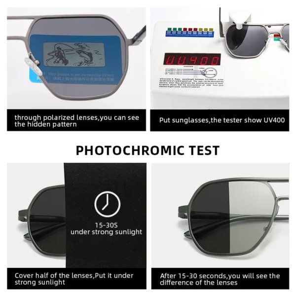 Luxus Metall Photochrome Sonnenbrille Männer Frauen Mode Polarisierte Sonnenbrille Stilvolle Chameleon Anti-glare Driving Shades UV400 5