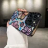 Luxuriöse, farbige, modische Blumen-Handyhülle für iPhone 11, 12, 13, 14, 15, 16 Pro Max, weicher Stoßstangenschutz auf 14 Pro-Abdeckung 3