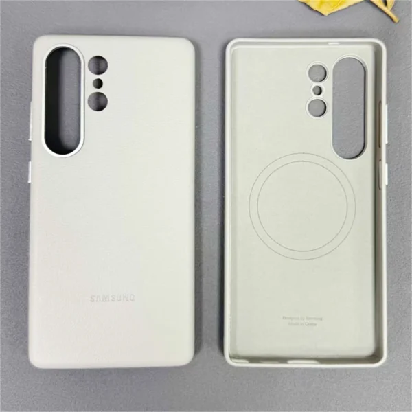 Samsung Galaxy S25 Ultra Magsafe Leder-Handyhülle, magnetische Unterstützung, kabelloses Laden, Rückseite, Schutzhülle und Box 3