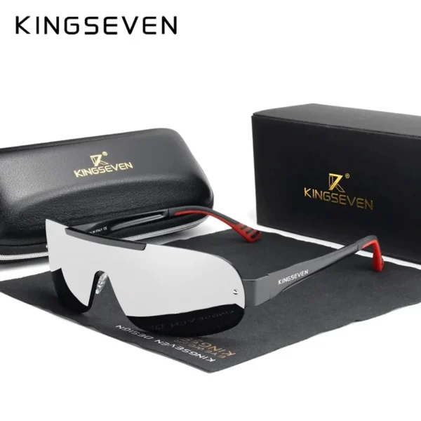 KINGSEVEN Sonnenbrille für Herren, Aluminium, HD, polarisiert, UV400-Brille, integrierte Spiegellinse, Brillen, Nachtsicht 2