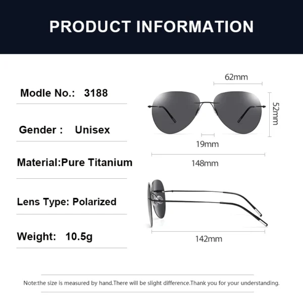 Clloio ultraleichte reine Titan polarisierte Sonnenbrille Männer Pilot randlose Blends chutz brille uv400 Mode Sonnenschutz Brillen 5