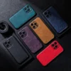 Für iPhone 16 15 14 13 13 12 11 Pro Max Plus Handyhülle Luxus Retro Nähte Leder All Inclusive Feine Loch Stoßfeste Abdeckung 5
