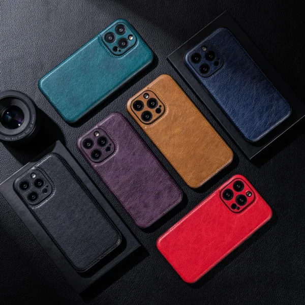 Für iPhone 16 15 14 13 13 12 11 Pro Max Plus Handyhülle Luxus Retro Nähte Leder All Inclusive Feine Loch Stoßfeste Abdeckung 5