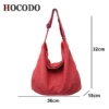 Hocodo neue Taschen für Frauen 2022 Leinwand Umhängetasche Mode große Kapazität Handtaschen weibliche lässige Reisetaschen weiche Umhängetaschen 6