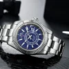 Automatikuhr für Herren, mechanisch, Edelstahlarmband, Roségold, Silber, Blau, Datum, Luxus, Himmel, 40 mm, Reloj Hombre 4
