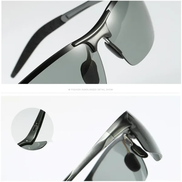 AOWEAR Aluminium Randlose Photochrome Sonnenbrille Männer Polarisierte Tag Nacht Fahren Gläser Chameleon verfärben Objektiv Brillen Gafas 3