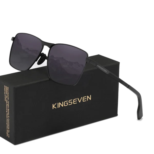 KINGSEVEN 2025, klassische polarisierte Sonnenbrille für Männer und Frauen, quadratischer Legierungsrahmen, Antireflexionsbrille, Luxusbrille 3