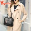 Yogodlns Luxus Krokodil Muster Handtasche Frauen Winter Neue PU Leder Quaste Schulter Tasche Marken Design Griff Tasche Dame Geldbörse 2