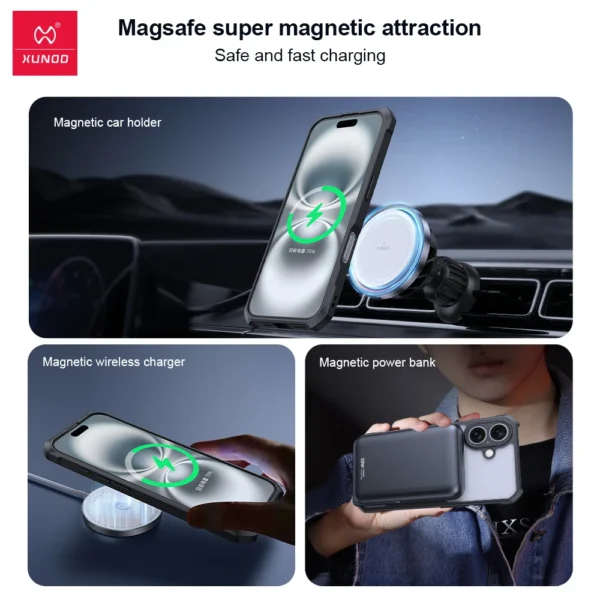 Xundd Hülle für Samsung Galaxy S25 Ultra S25 Plus S24 Ultra, magnetische Hülle mit Halterung, PC + TPU, klare Abdeckung für Samsung S25 Ultra 6