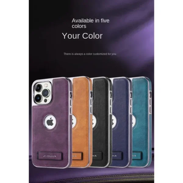 Unsichtbare, faltbare Handyhülle mit galvanisierter Lünette für iPhone 16 15 14 Plus 13 12 11 Pro Max, ultradünne PU-Lederhülle 6