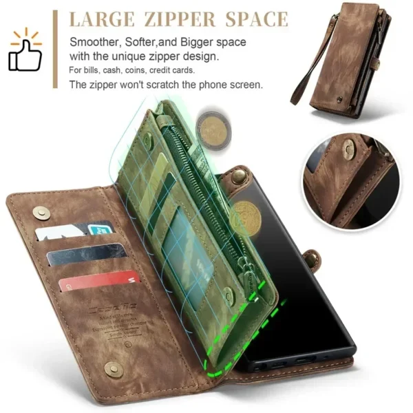 Magnetische Flip-Leder-Handyhülle für Samsung Galaxy Note 20 Ultra 10 Plus S20 S21 FE S22 S23 S24 S25 Zip Wallet Card Cover Coque 5