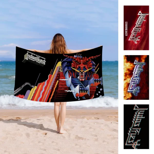 J-Judas P-Priest Handtuch, Mikrofaser-Strandtuch, saugfähig, schnell trocknend, weich, für Yoga, Schwimmresort, Bergsteigen