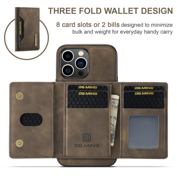 Abnehmbare 2-in-1-Brieftaschenhülle mit Kartenhalter für iPhone 13 Mini 16E 16 15 Plus 14 13 12 Pro Max XS XR, stoßfeste Lederhülle 3
