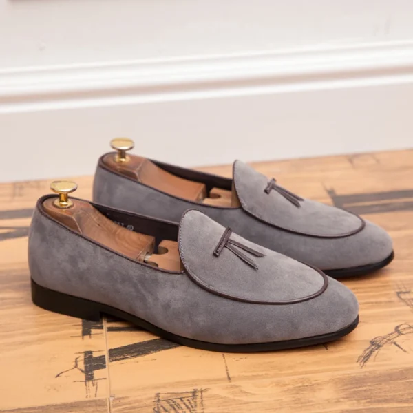 Loafer für Herren, koreanische Version des Trends, britische Fransen-Herrenschuhe, Wildleder, geschliffene Bohnen, kleine Slip-on-Lederschuhe 5