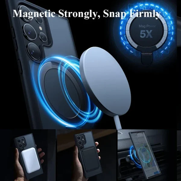 Magnetische Handyhülle mit Ringständer für Samsung Galaxy S24 Ultra Plus Mobile Matte Cases, durchscheinende Rückseite 4