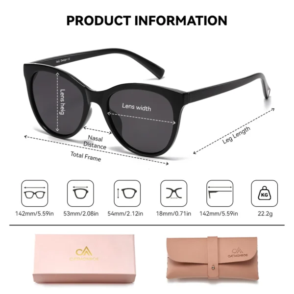 CATMONROE 1 Stück Damen-Sonnenbrille, polarisiert, TAC-Linse, PC-Rahmen, leicht, nicht Nase drücken, Angeln, Fahren, Strand, tägliche Sonnenbrille 3