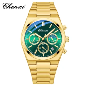 CHENXI Original Luxus Uhren Für Mann Multifunktionale Chronograph Datum Quarz herren Uhr Business Edelstahl Gold Uhr