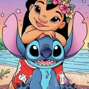 Stitch Lilo & Stitch 5D-Diamant-Malerei-Set zum Selbermachen, Diamant-Stickerei, Kreuzstich, handgefertigte Kunst, Geschenk, Basteln, Heimdekoration