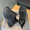 Frauen Neue Mode Plattform Sport Schuhe Frauen Sommer Schwarz Casual Chunky Turnschuhe Frauen Mesh Leder Plattform Schuhe 3