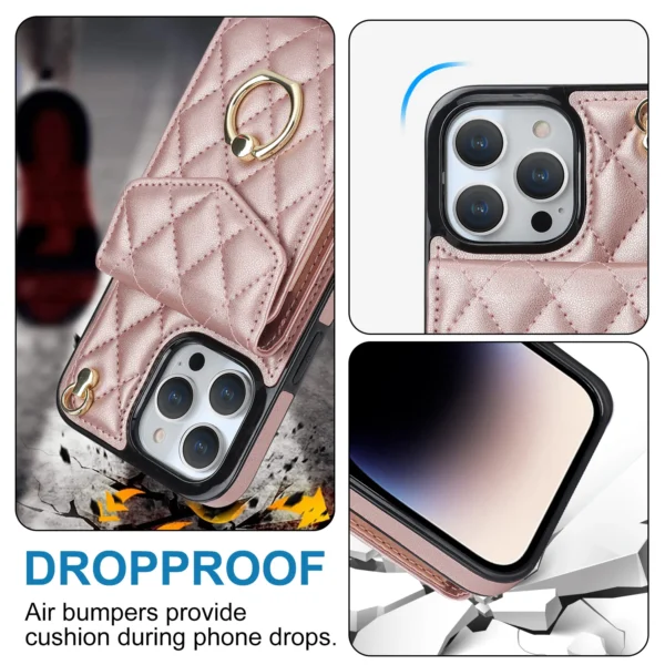 Crossbody Lanyard Ringhalter Ledertasche für iPhone 13 14 15 16 Pro Max 12 11 XS Max XS 8 7 Plus Multi-Kartensteckplatz Wallet Cover 3