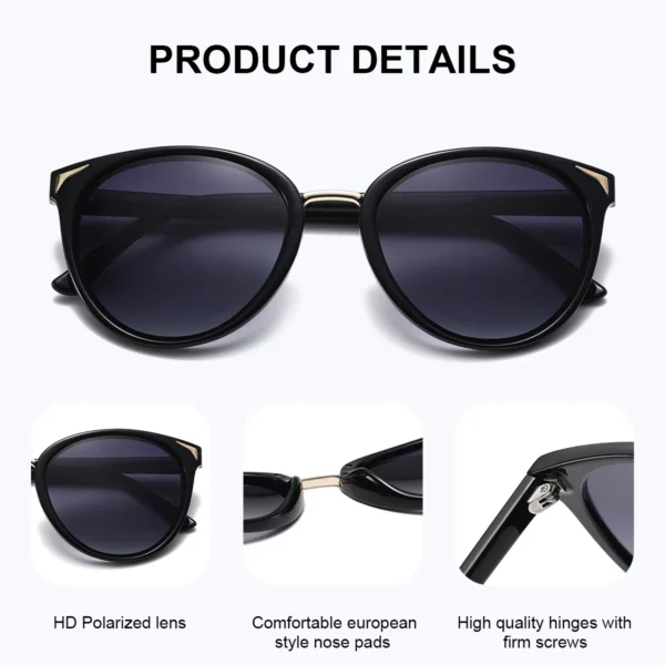 CATMONROE 1 Stück Damen-Sonnenbrille, optionale Farbe, runde Linse, leicht, Komfort, Fahren, lässig, Pendeln, UV400, polarisierte Sonnenbrille 3