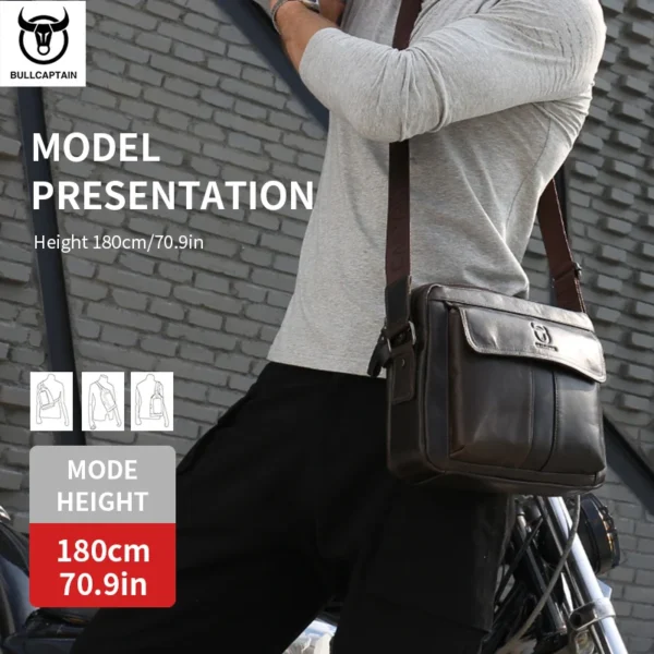 BULLCAPTAIN Umhängetasche für Herren aus echtem Leder, große Kapazität, lässige multifunktionale Handtasche, eine modische Business-Aktentasche 2
